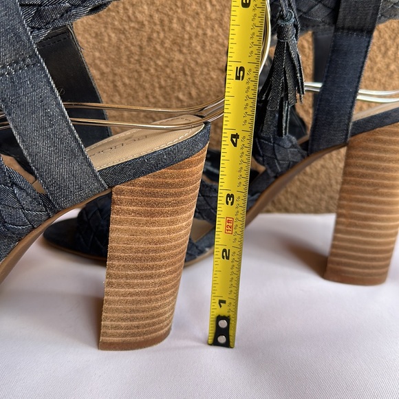 BCBGENERATION size 8 Ledina braided chambray denim cross cross heels w ankle tie - Picture 8 of 13